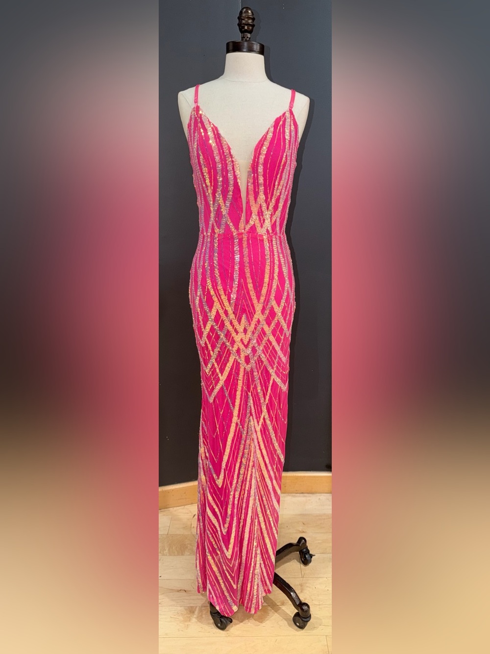 Banjul Hot Pink Sequin Dress Gown